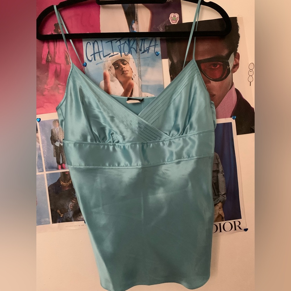 J Crew 100% silk turquoise tank